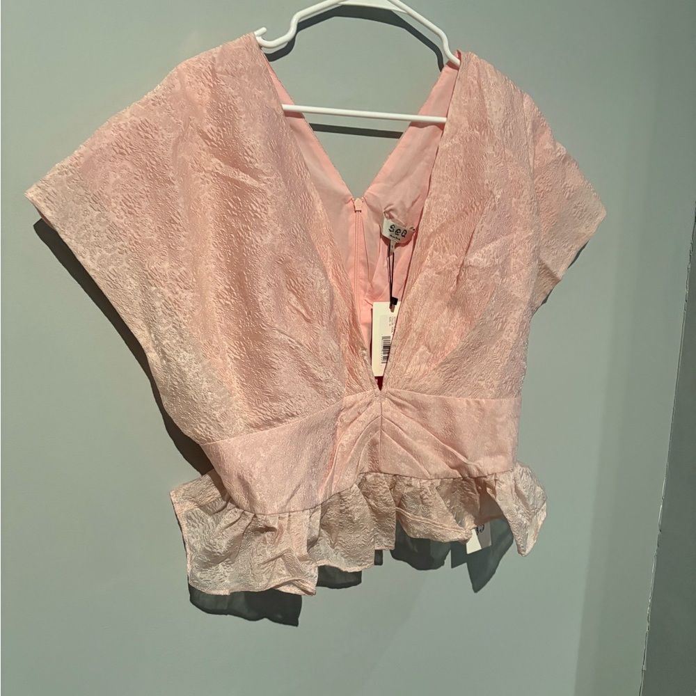 NWT Sea New York Peachy Pink Textured Blouse